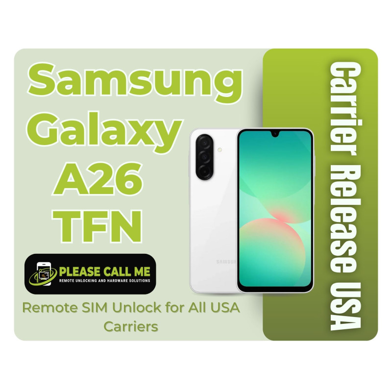 Samsung Galaxy A26 TFN 5G [SM-S266V] Carrier Release USA - Remote SIM Unlock for all USA Carriers